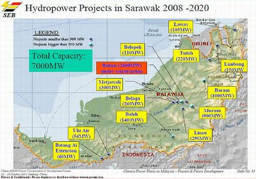Sarawak dams map
