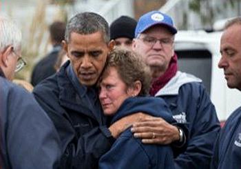 Obama, Sandy, survivor