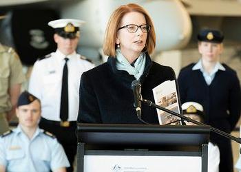 Australian Prime Minister Julia Gillard introduces a new Defence policy, May 3, 2013 (Photo courtesy Office of the Prime Minister)