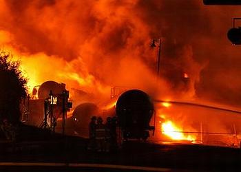An oil train crash in July 2013 in Quebec killed 47 people and destroyed an entire town. (Photo credit unknown)