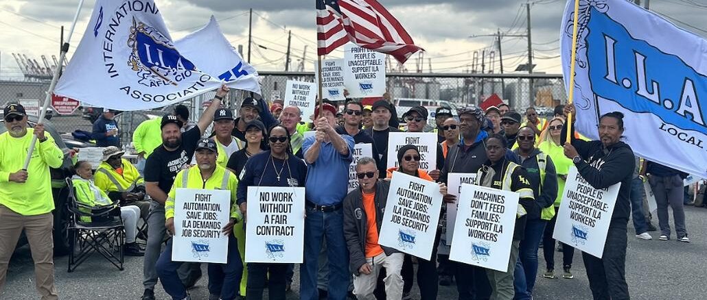 dockworkers on strike New Jersey