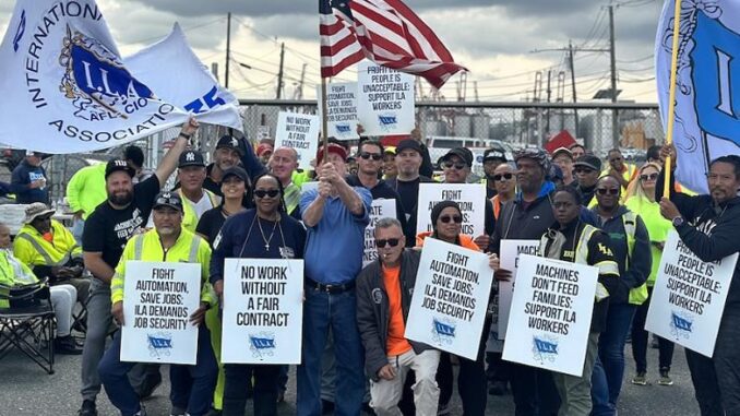 dockworkers on strike New Jersey