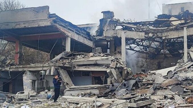 Ukrainian buildings bombed