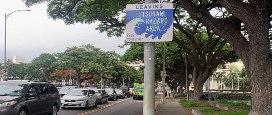 Traffic leaving Tsunami Zone