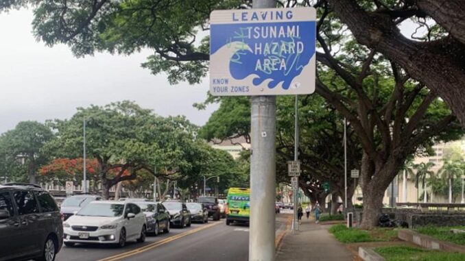 Traffic leaving Tsunami Zone